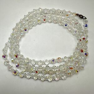 54" vintage Aurora Borealis (AB) crystal necklace!